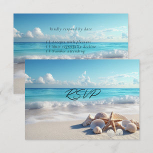 Schöne Muscheln Seestern Strand Hochzeit  RSVP Karte