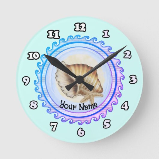 Schöne Muscheluhr Runde Wanduhr (Vorderseite)