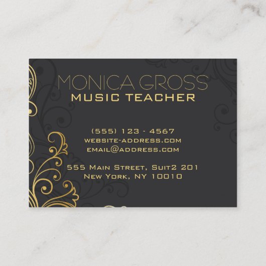 Schöne Musical Note Luxus Design Visitenkarte (Rückseite)