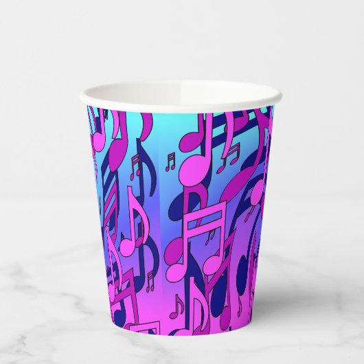 Schöne Musik Farbenfrohe lebhafte Musikszene Pappbecher (Links)