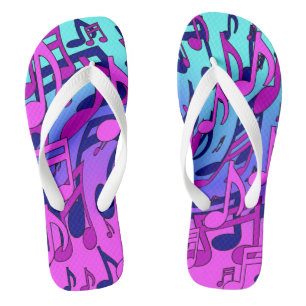 Schöne Musik Lebendige Noten Pink Lila Blau Aqua Badesandalen