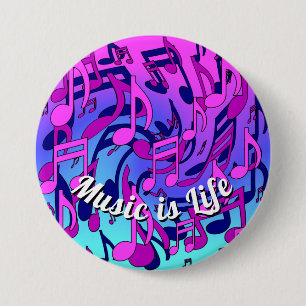 Schöne Musik Lebendige Noten Pink Lila Blau Aqua Button
