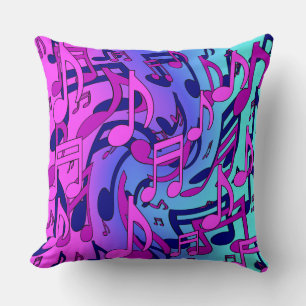 Schöne Musik Lebendige Noten Pink Lila Blau Aqua Kissen