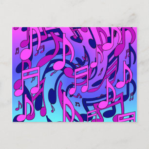 Schöne Musik Lebendige Noten Pink Lila Blau Aqua Postkarte
