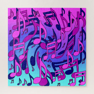 Schöne Musik Lebendige Noten Pink Lila Blau Aqua Puzzle