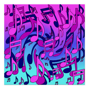 Schöne Musik Musiknoten Lebendig Fröhlich Künstler Poster