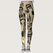 Schöne Musik Sepia Lebendige Musikszenen Leggings (Vorderseite)