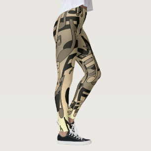Schöne Musik Sepia Lebendige Noten Leggings