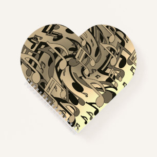 Schöne Musik Sepia Tone Lebhafte Musikszenen Notizblock