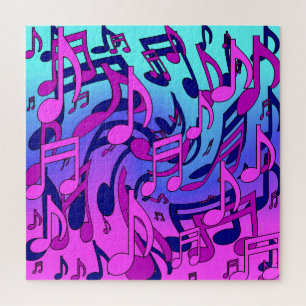 Schöne Musik Wirbelnde Noten Farbige Kunst Puzzle