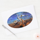 Schöne Musiknoten Geige Spritzer Klaviertrommel Ovaler Aufkleber (Umschlag)