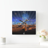 Schöne Musiknoten Geige Spritzer Klaviertrommel Quadratische Wanduhr (Zuhause)