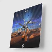 Schöne Musiknoten Geige Spritzer Klaviertrommel Quadratische Wanduhr (Winkel)