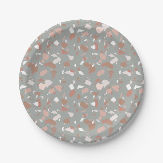 Schöne mutierte Wüstenfarben Terrazzo Muster Pappteller (Vorderseite)