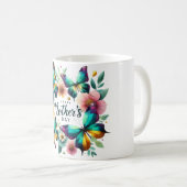 Schöne Mutter-Tag-Blume/Schmetterlinge Kaffeetasse (VorderseiteRechts)
