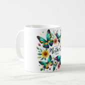 Schöne Mutter-Tag-Blume/Schmetterlinge Kaffeetasse (Vorderseite Links)