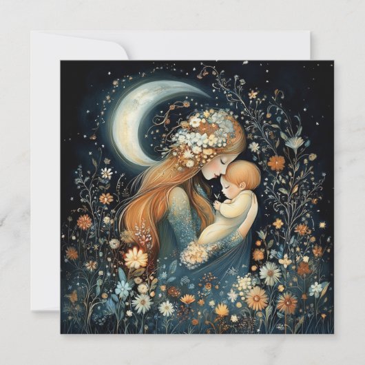 Schöne Mutter und Baby Blumen-Muttertag Karte (Vorderseite)