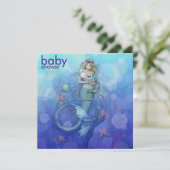 Schöne Mutter und Baby Mermaid Babydusche Einladung (Stehend Vorderseite)