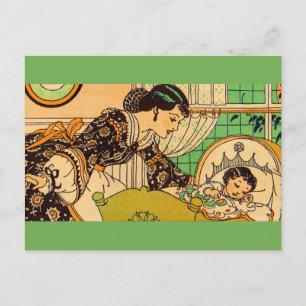 Schöne Mutter und Kind der 1920er Jahre Postkarte
