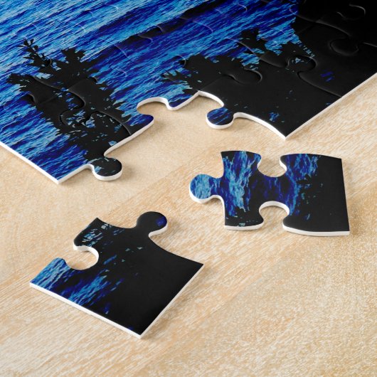 Schöne Mystic Old Tree Ocean Beach Szene Blue Puzzle (Seite)