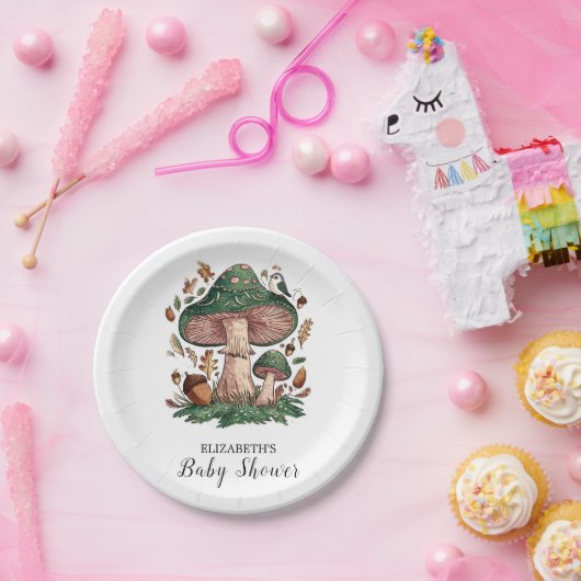 Schöne Mystical Mushroom Babydusche Pappteller (Party)