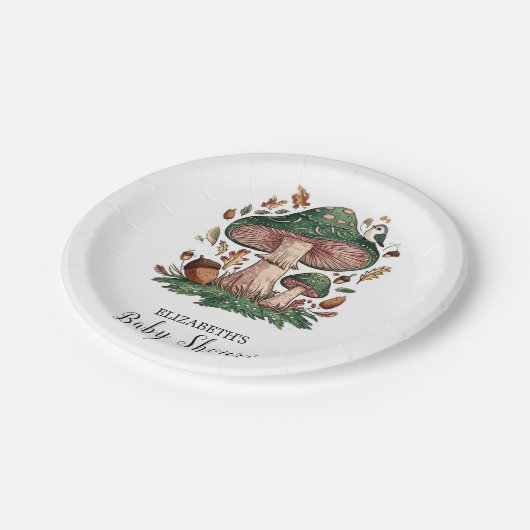 Schöne Mystical Mushroom Babydusche Pappteller (Schrägansicht)