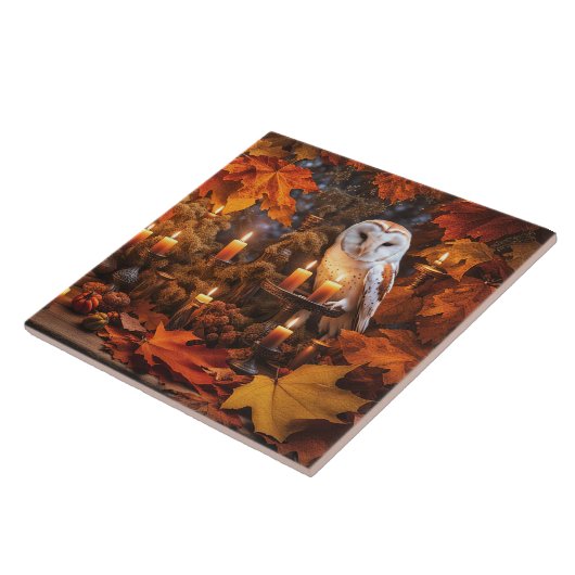 Schöne, mystische Herbstkulissen lassen Kerzen Fliese (Seite)