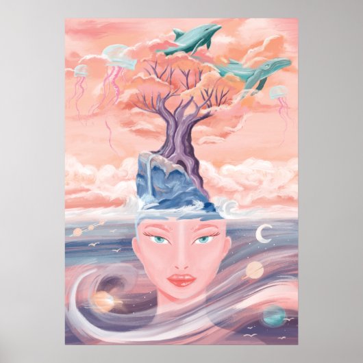 Schöne Mystische Mutter Erde und Universum Galaxie Poster (Vorne)