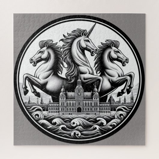 "Schöne mystische Pferde" 17 Puzzle (Vertikal)