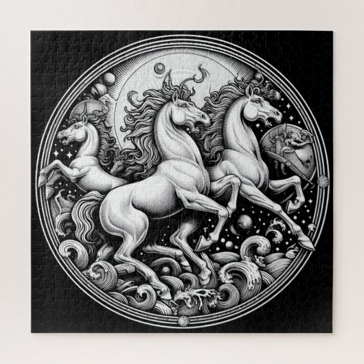 "Schöne mystische Pferde" 18 Puzzle (Vertikal)