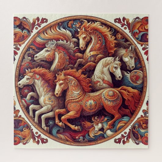 "Schöne mystische Pferde" 23 Puzzle (Vertikal)