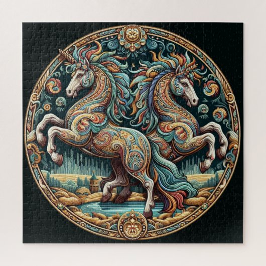 "Schöne mystische Pferde" 25 Puzzle (Vertikal)