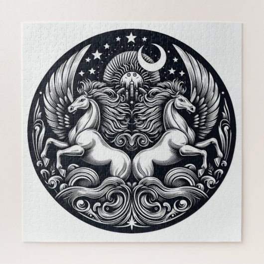 "Schöne mystische Pferde" 29 Puzzle (Vertikal)