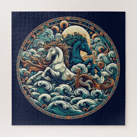 "Schöne mystische Pferde" 31 Puzzle (Vertikal)