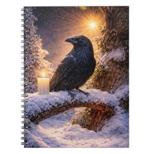 Schöne Mystische Rabe und Schnee Journal Notizblock