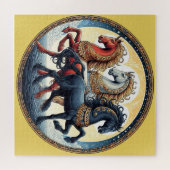 "Schöne mystische Rote, Weiße, Blaue Pferde" 7 Puzzle (Horizontal)