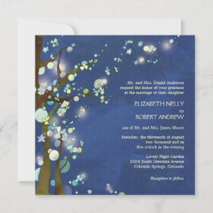 Schöne Nacht in Blue Tree Theme Wedding Einladung