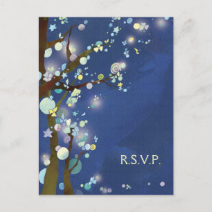 Schöne Nacht in Blue Wedding RSVP Einladungspostkarte