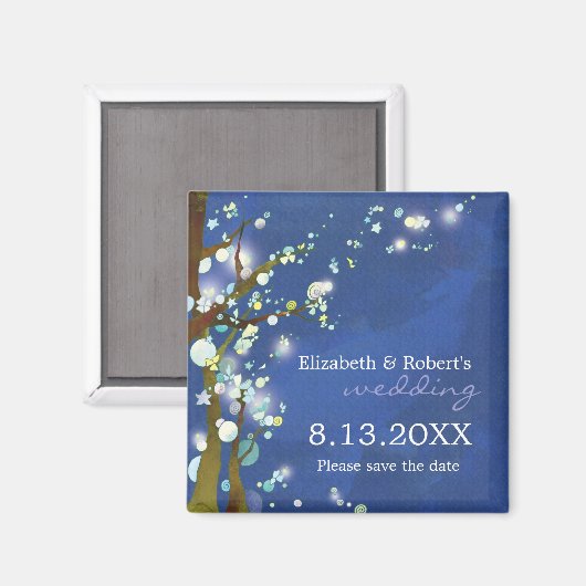 Schöne Nacht in Blue Winter Wedding Save the Date Magnet (Vorderseite/Rückseite)