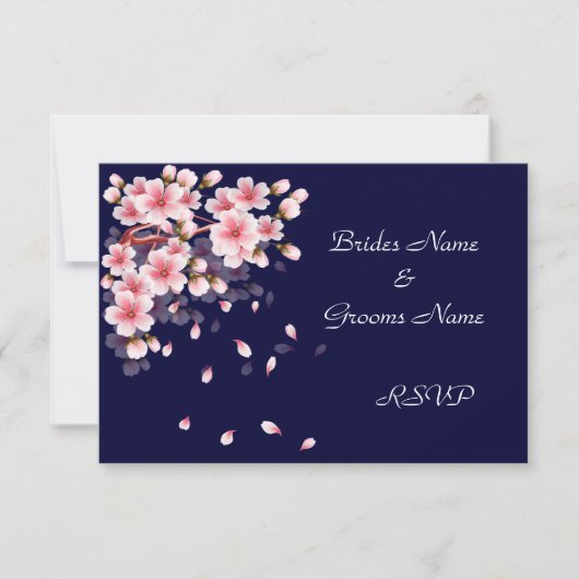 Schöne nächtliche Sakura RSVP Karten (Vorderseite)
