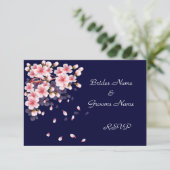 Schöne nächtliche Sakura RSVP Karten (Stehend Vorderseite)