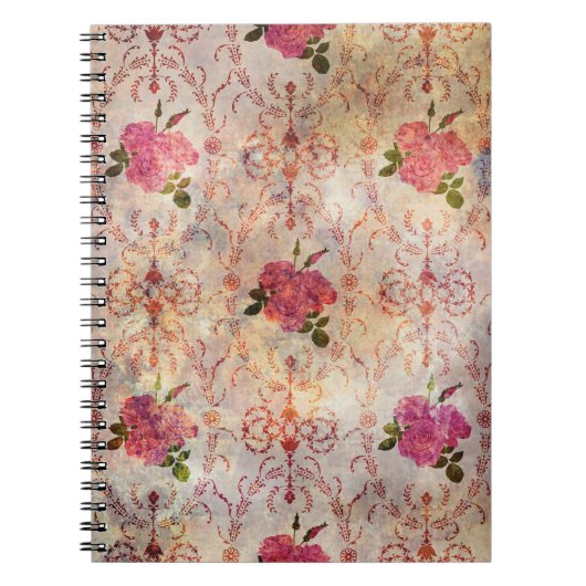 Schöne, nahtlose Rosa-Rosa-Muster Grunge Notizblock (Vorderseite)