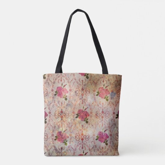 Schöne, nahtlose Rosa-Rosa-Muster Grunge Tasche (Rückseite)