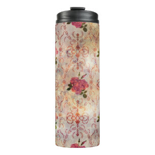 Schöne, nahtlose Rosa-Rosa-Muster Grunge Thermosbecher