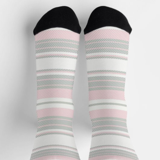 Schöne nahtlose Streifen staubgrau rosa weiß Socken (Oben)