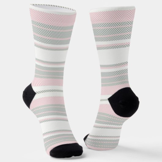 Schöne nahtlose Streifen staubgrau rosa weiß Socken (Gewinkelt)