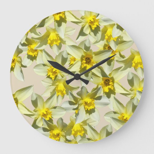 Schöne Narzissen-Blumen-Wand-Uhr Große Wanduhr (Vorderseite)