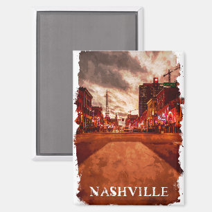 Schöne Nashville Tennessee Watercolor Stadtansicht Magnet