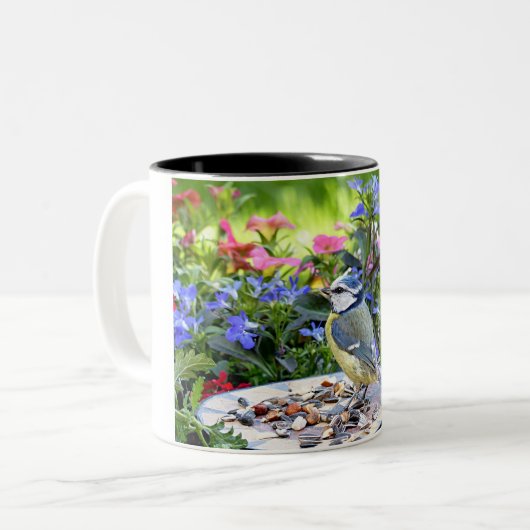 Schöne Natur mit Spatzen Zweifarbige Tasse (Vorderseite Links)