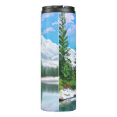 Schöne Natur Winter Pine Trees Snowy Mountain Thermosbecher (Rückseite)